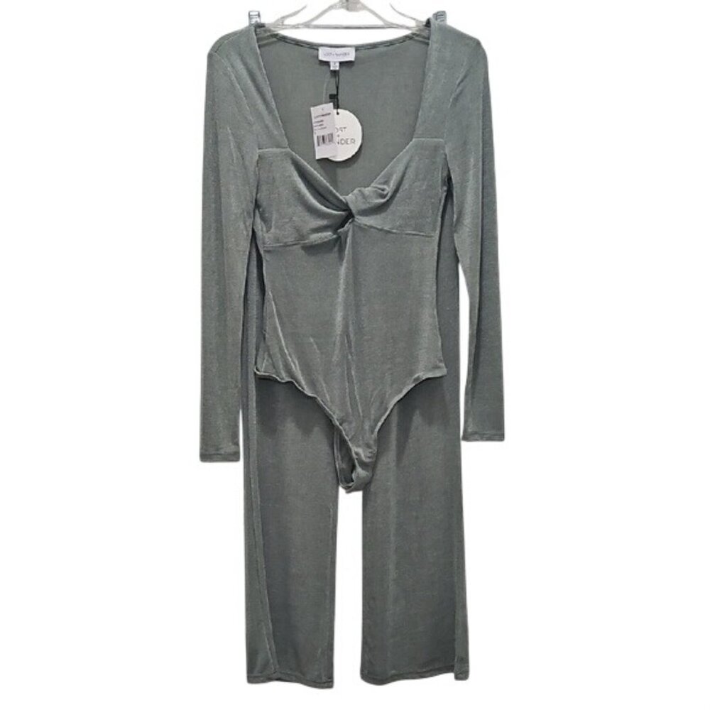 Lost + Wander Sage Bodysuit Pant Set Small New Slinky Fabric Luxury Loungewear